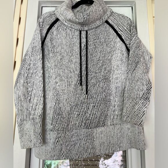 Kirkland black/white stripe cowl neck, drawstring, raglan long sleeved sweater S - Picture 1 of 7